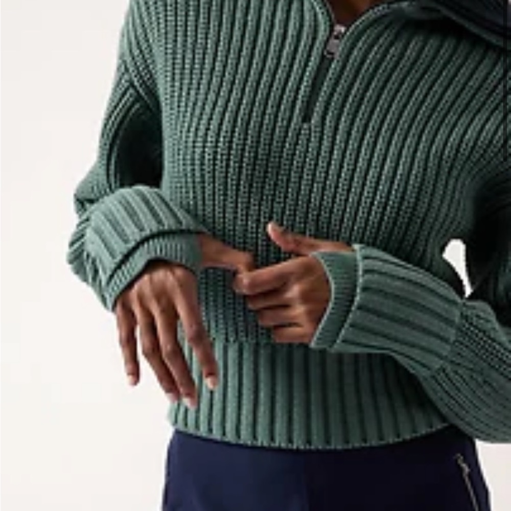 Athleta Alder Sweater, quarter zip, deep ocean teal XXS new with tags - Picture 4 of 7